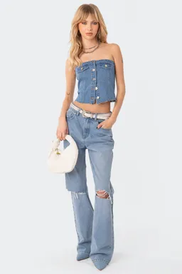 Top strapless jean river de Edikted en Tops para argentina
