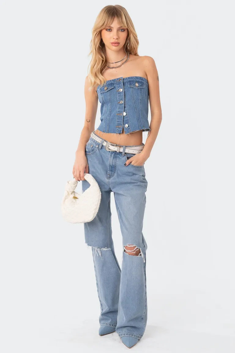 Top strapless jean river de Edikted en Tops para argentina