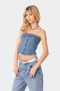 Top strapless jean river de Edikted en Tops para argentina