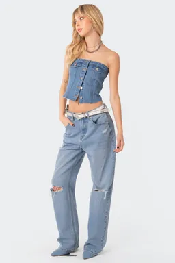 Top strapless jean river de Edikted en Tops para argentina