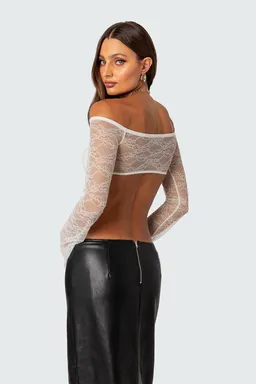 Top corto encaje transparente sainty de Edikted en Tops para argentina