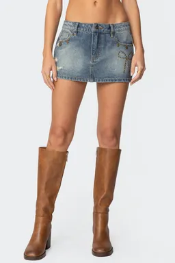 Mini falda denim moño tachas de Edikted en Shorts para argentina