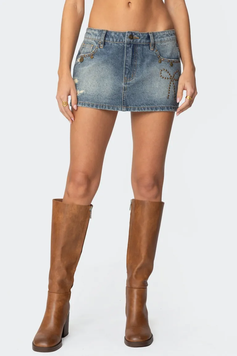 Mini falda denim moño tachas de Edikted en Shorts para argentina