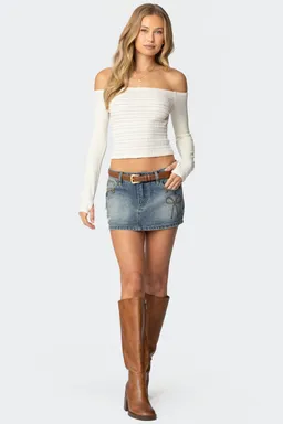 Mini falda denim moño tachas de Edikted en Shorts para argentina