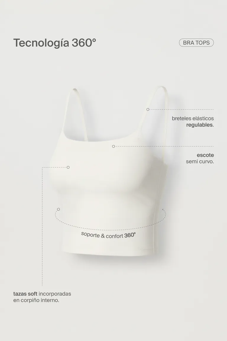 Top de algodón modal con diseño anatómico y soporte de tazas incorporadas de Markova en Tops para argentina