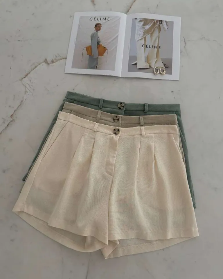 Short de lino con bolsillos y pinzas para mujer de Hesed en Shorts para argentina
