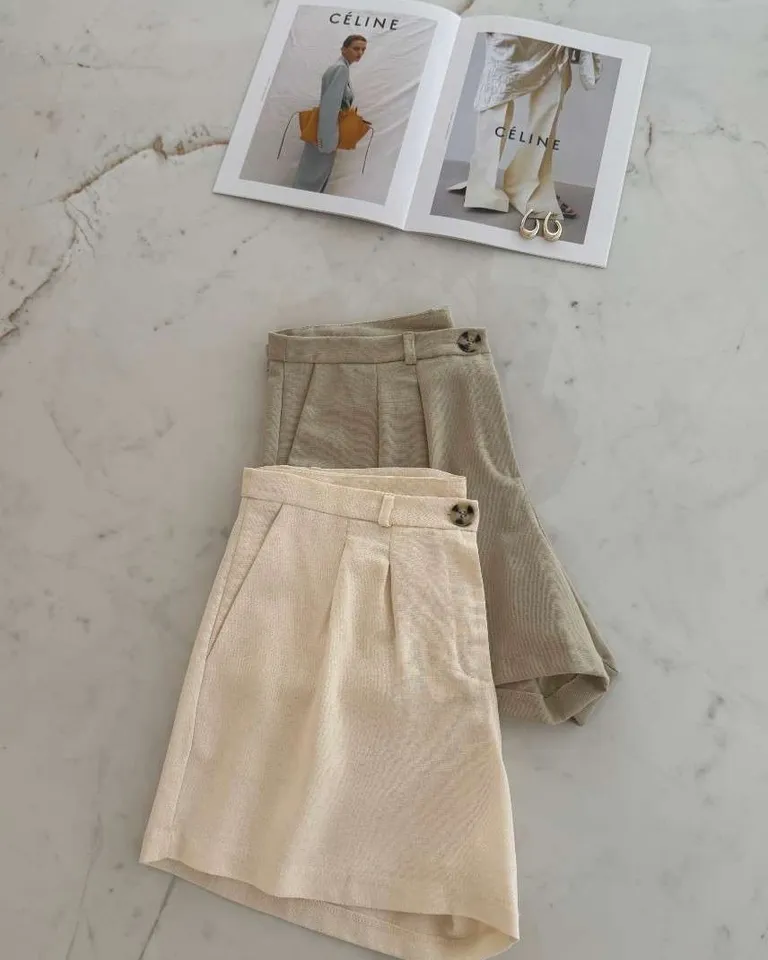 Short de lino con bolsillos y pinzas para mujer de Hesed en Shorts para argentina