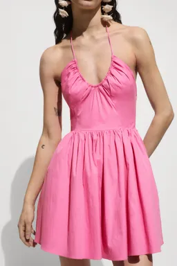 Vestido algodón escote fruncido de Mango en Vestidos para argentina