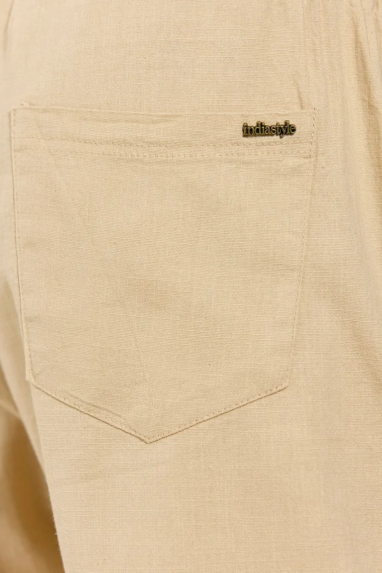 Pantalón holgado de algodón en color beige, de diseño cómodo y elegante de Indiastyle en Pantalones para argentina