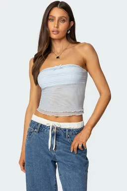 Rori top malla transparente volados de Edikted en Tops para argentina