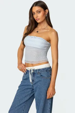 Rori top malla transparente volados de Edikted en Tops para argentina