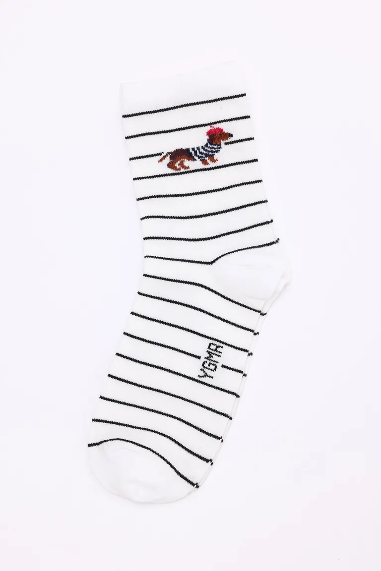 Medias rayadas de caña media para mujer con detalles en contraste de Yagmour en Ropa Interior y Medias para argentina