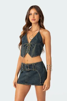 Corset elara denim lavado con cordones de Edikted en Swimwear y Beachwear para argentina