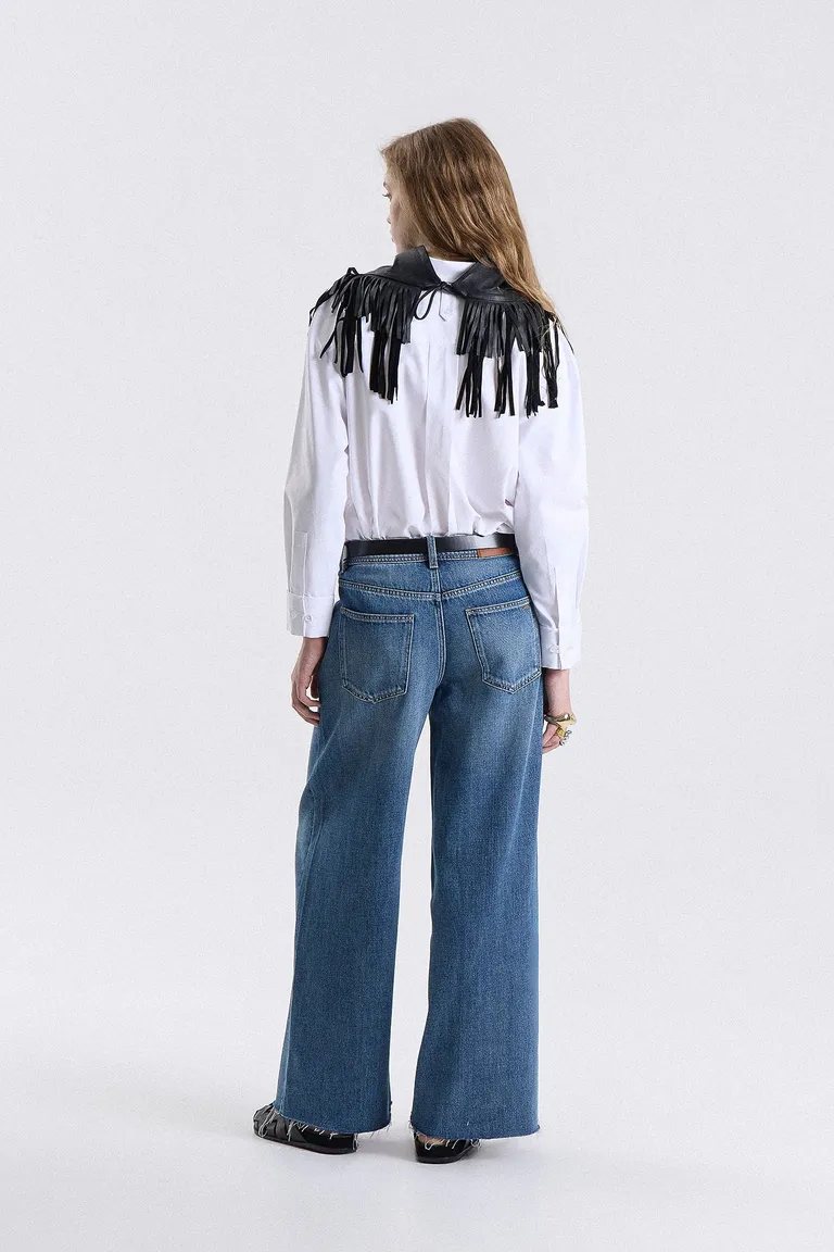 Pantalón de jean con tiro medio bajo y silueta holgada de corte ancho de Maria Cher en Pantalones para argentina