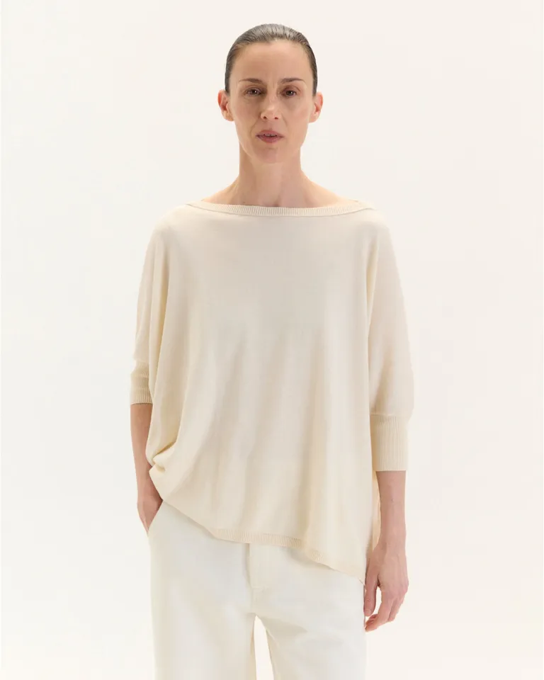 Sweater rosa de silueta amplia y mangas 3/4 para el día a día de Blue Sheep en Buzos y Sweaters para argentina