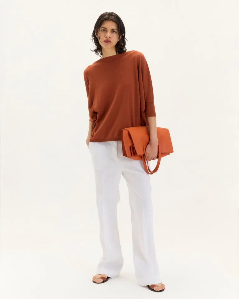 Sweater rosa de silueta amplia y mangas 3/4 para el día a día de Blue Sheep en Buzos y Sweaters para argentina