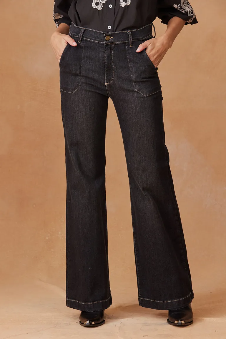 Pantalón de tiro alto con pierna oxford y costuras a contraste de Indiastyle en Pantalones para argentina