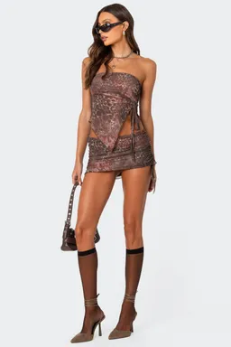 Mini falda mesh leopardo de Edikted en Shorts para argentina
