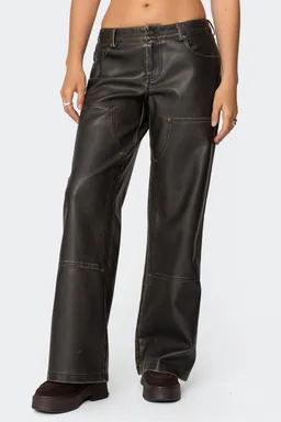 Pantalón cuero sintético vintage lavado de Edikted en Pantalones para argentina
