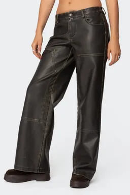 Pantalón cuero sintético vintage lavado de Edikted en Pantalones para argentina