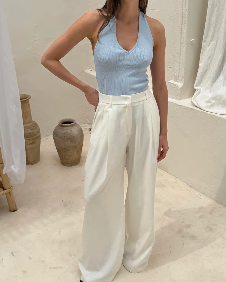 Top halter escote V con doble capa frontal ajustado de Sky en Tops para argentina