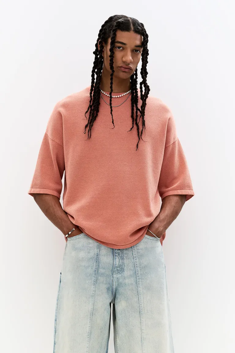 Camiseta punto manga corta oversize de Pull&Bear en Buzos y Sweaters para argentina