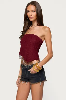 Top strapless texturizado con flecos de Edikted en Tops para argentina