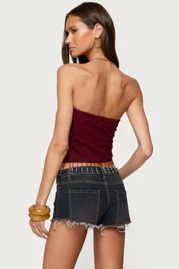 Top strapless texturizado con flecos de Edikted en Tops para argentina
