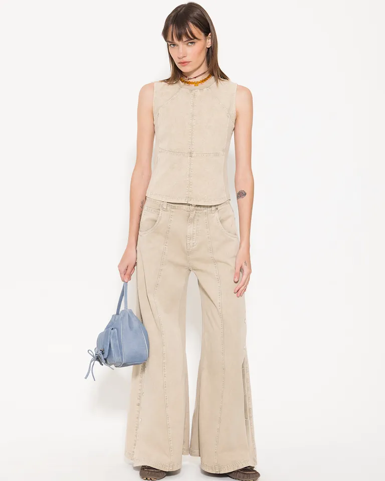 Top de moda sin mangas en tono beige para mujer de Jazmin Chebar en Tops para argentina