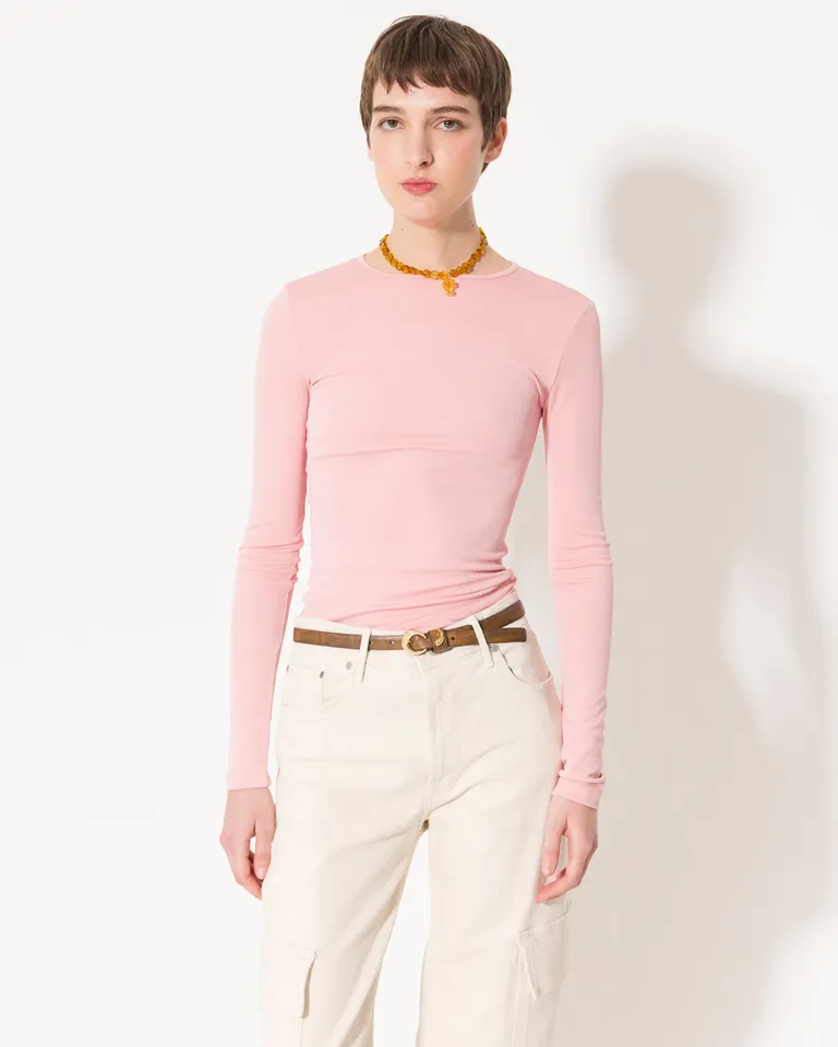 Remera de punto con espalda abierta y mangas largas para mujer de Jazmin Chebar en Remeras para argentina