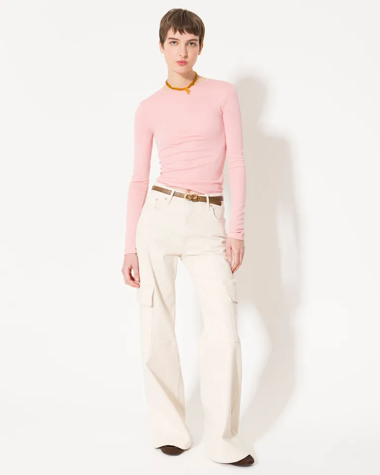 Remera de punto con espalda abierta y mangas largas para mujer de Jazmin Chebar en Remeras para argentina