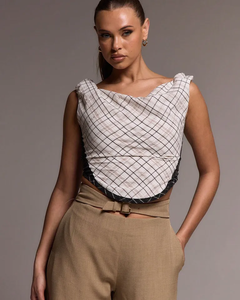 Blusa ajustada a cuadros de Musera en Blusas para argentina