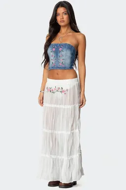 Corset denim bordado tula de Edikted en Tops para argentina