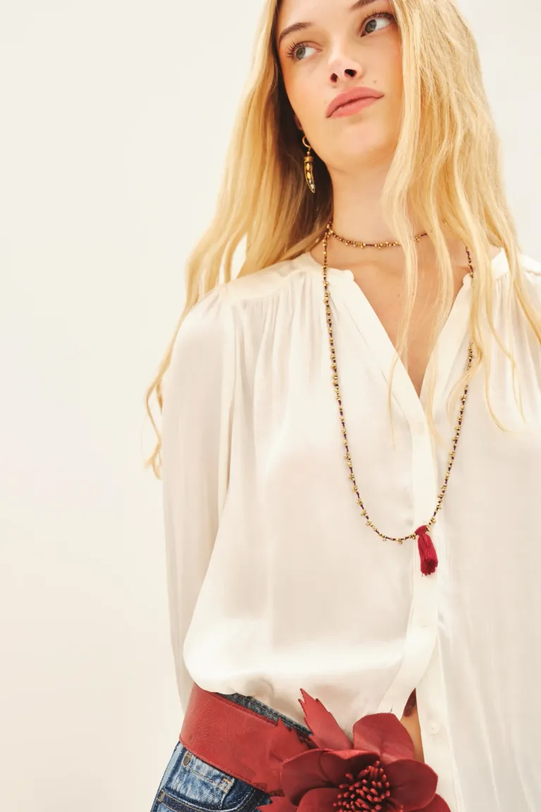 Collar largo étnico con piezas irregulares y borla decorativa ajustable doble o simple de Rapsodia en Bijouterie para argentina