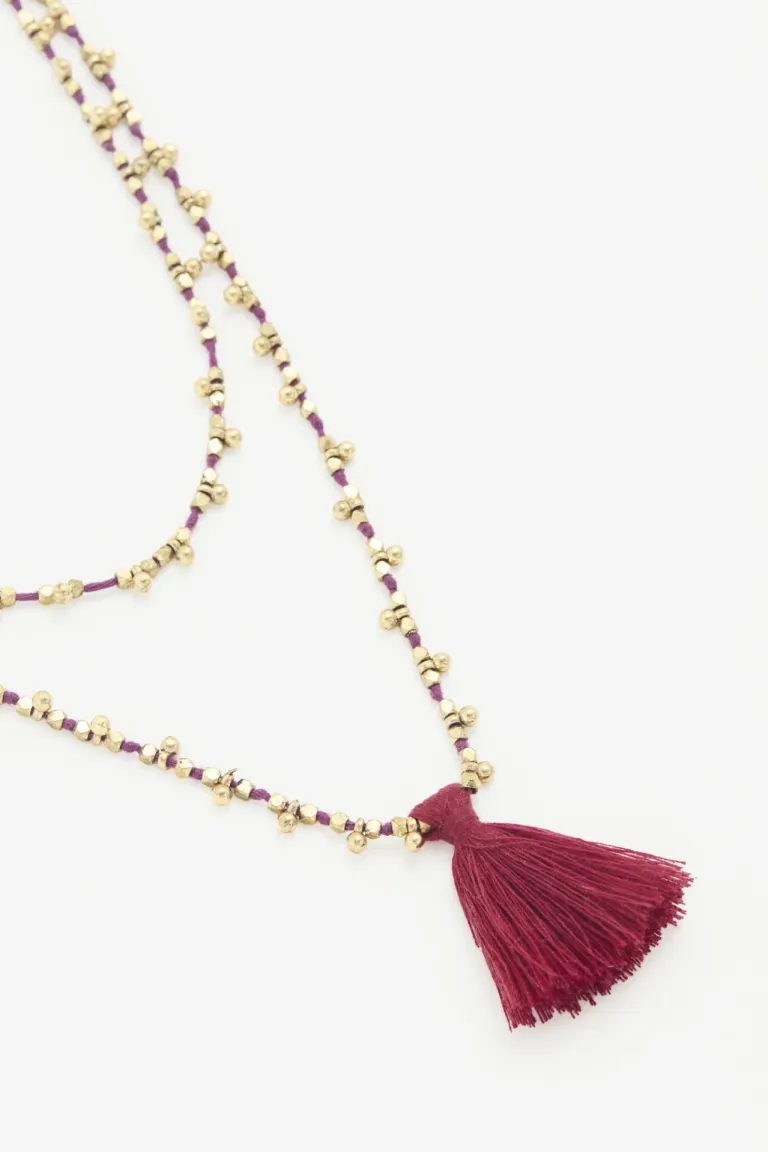 Collar largo étnico con piezas irregulares y borla decorativa ajustable doble o simple de Rapsodia en Bijouterie para argentina