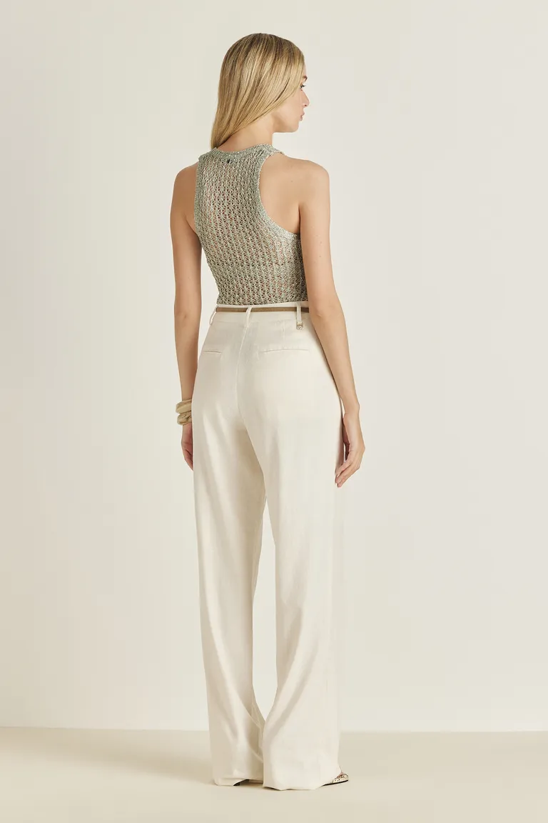 Pantalón de lino blanco de corte relajado y elegante para mujer de Tucci en Pantalones para argentina