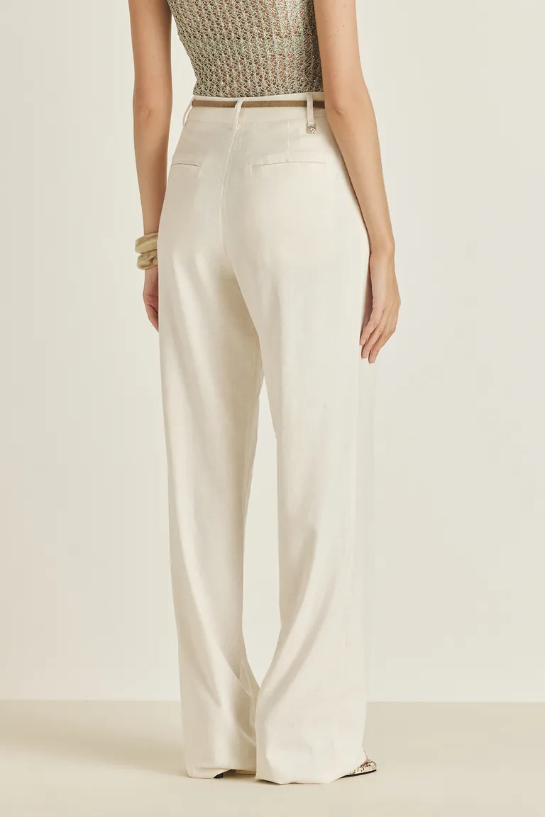 Pantalón de lino blanco de corte relajado y elegante para mujer de Tucci en Pantalones para argentina