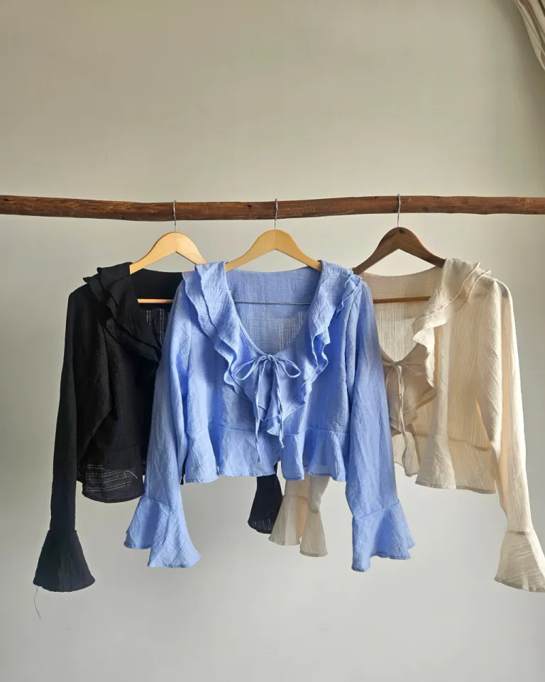 Blusa elegante con volado y tira para atar de Lemmon en Blusas para argentina