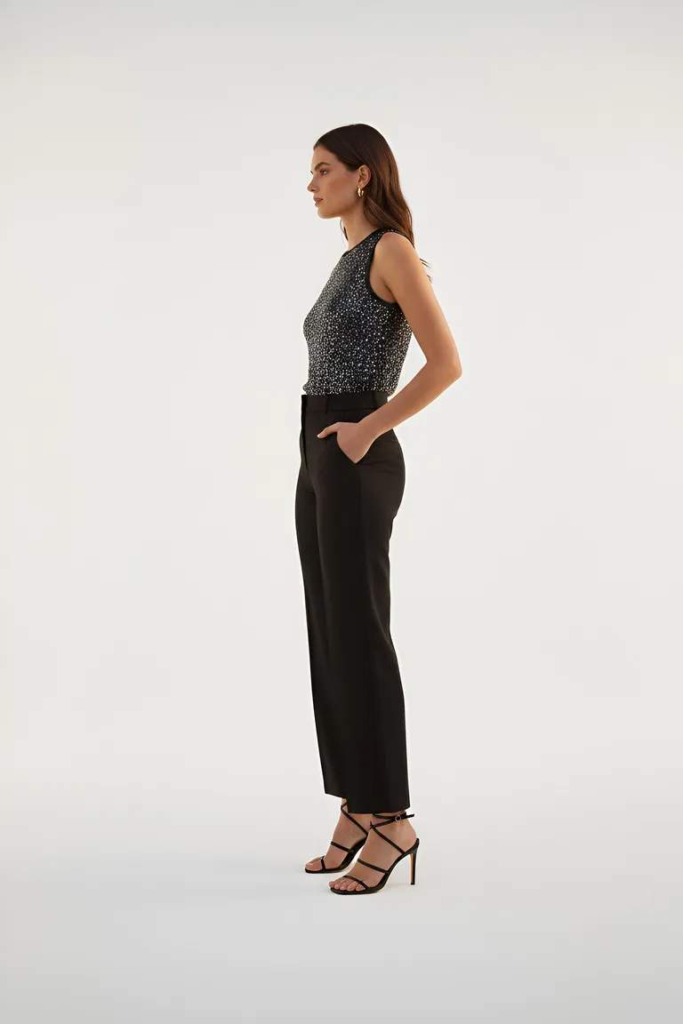 Musculosa gris de lentejuela con detalles metalizados de Naíma en Tops para argentina