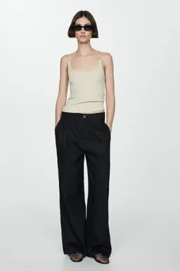 Pantalón wideleg lino de Mango en Pantalones para argentina