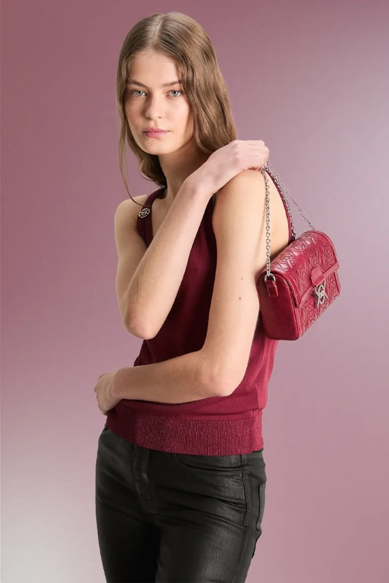 Top slim de punto jersey con escote pronunciado y detalles en lurex de Kosiuko en Tops para argentina