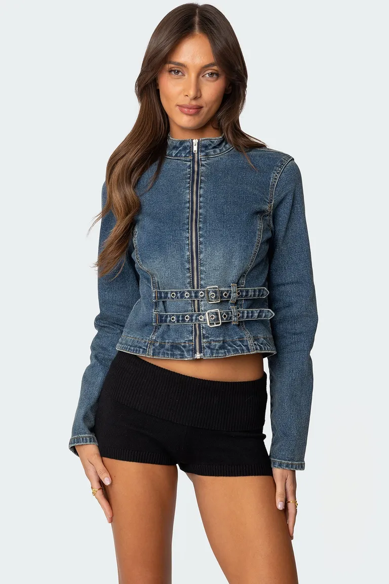 Campera denim hebilla doble de Edikted en Chaquetas para argentina