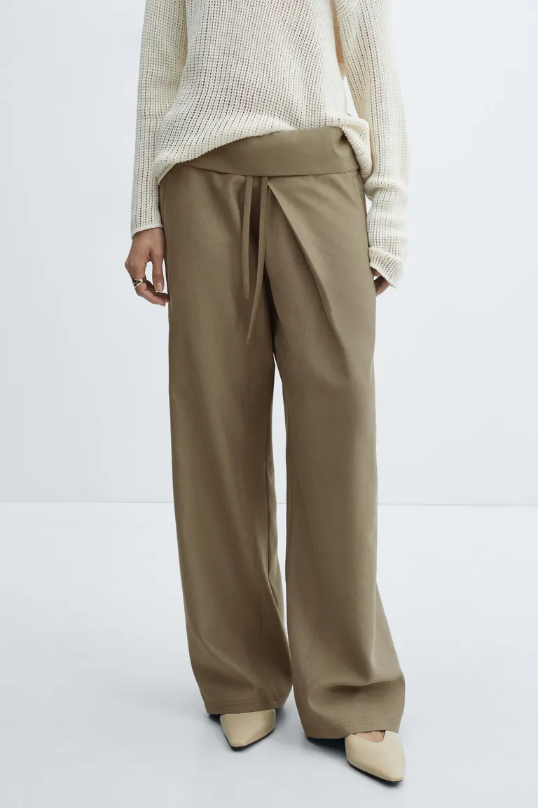 Pantalón wideleg cintura doblez de Mango en Pantalones para argentina