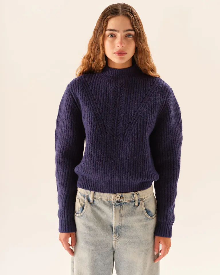 Sweater de cuello redondo con mangas holgadas y detalle de calado frontal de Furzai en Buzos y Sweaters para argentina