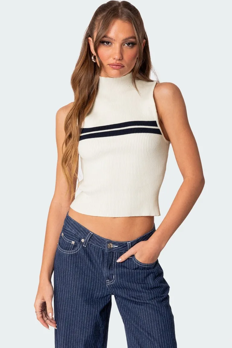 Top eliza acanalado cuello alto de Edikted en Tops para argentina
