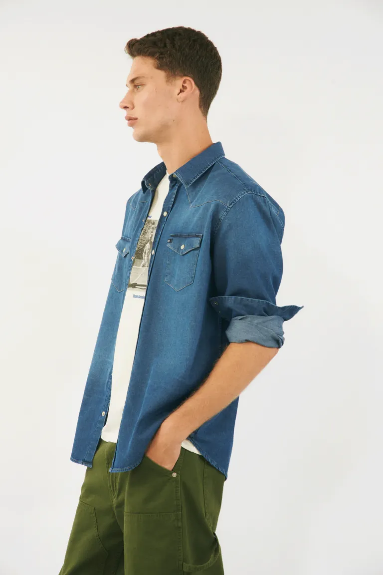 Camisa de mezclilla de manga larga con diseño clásico para hombre de Bensimon en Camisas para argentina