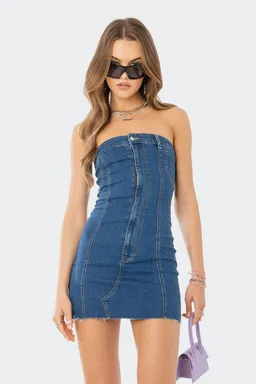 Mini vestido denim sin tirantes de Edikted en Vestidos para argentina