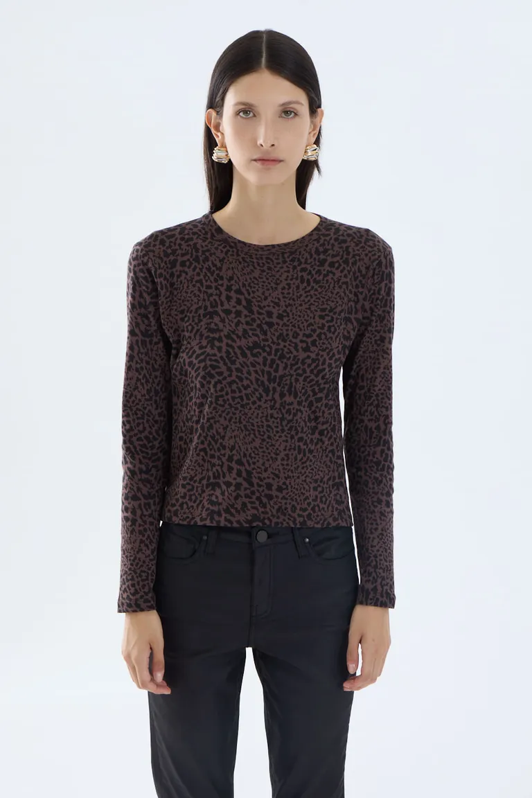 Remera de manga larga con estampado animal print de calce regular y cuello redondo de Portsaid en Remeras para argentina