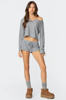Top corto waffle teddy de Edikted en Buzos y Sweaters para argentina