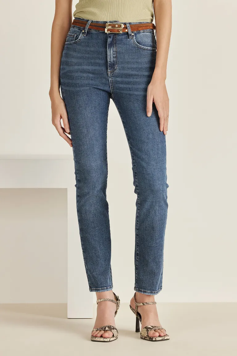 Pantalón de Denim de Tiro Alto y Corte Skinny en Tono Azul Oscuro de Tucci en Pantalones para argentina